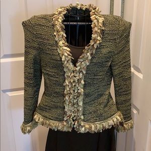 St. John Couture Tweed Fringed Green/Sage Suit